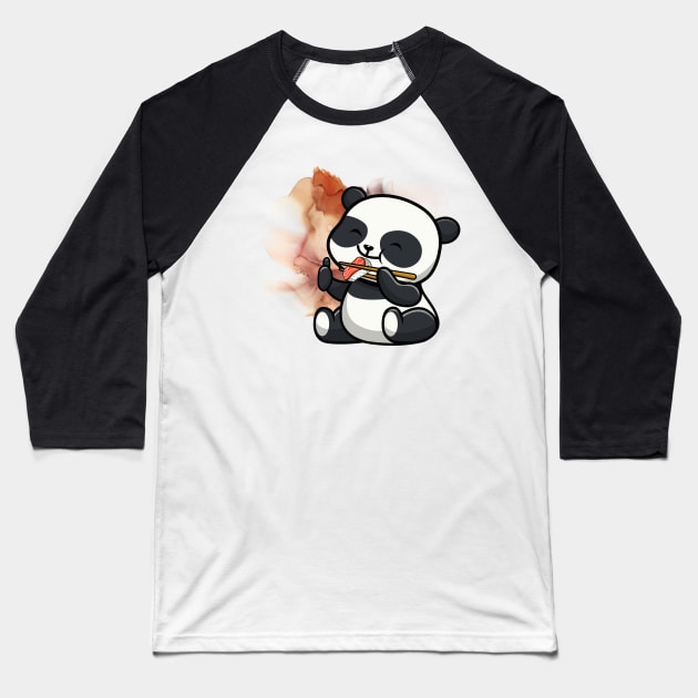 Cute Panda Sushi Time - Adorable Panda - Kawaii Panda Baseball T-Shirt by Suga Collection